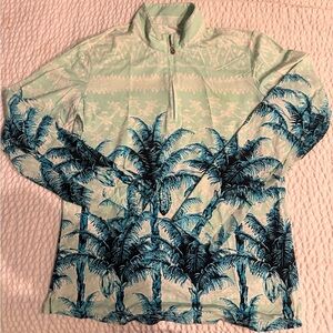 San Soleil Palm Tree Print 3/4 zip 50+ sun protection and cooling